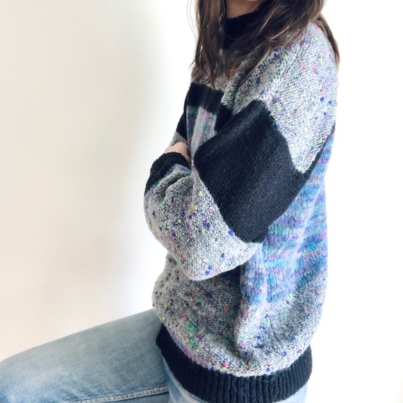 Vintage confetti color block sweater - Picture 5 of 12